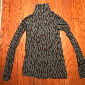 New Rachel Pally Teal w/ Brown Turtle Neck Shirt Size M